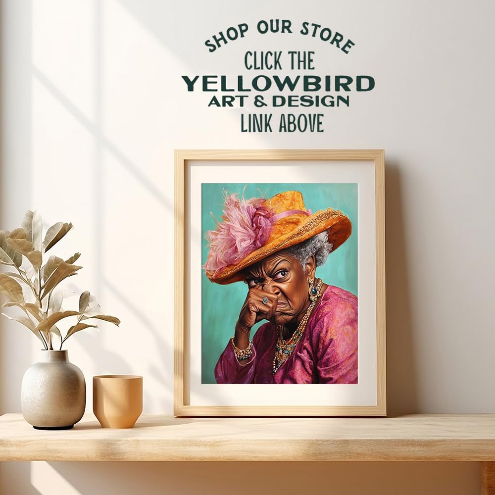 Black Woman Bathroom Art | Humorous African American Decor - Trendy Wall Art for Restrooms
