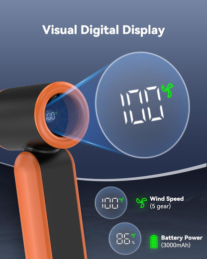 PlayHot Portable Mini Fan, 4oz Lightweight 5-Speed Mini Handheld Fan, 3000mAh Rechargeable Portable Fans Up to 10 Hours, Hand Size Travel Fans for Outdoor Activities, Travel, Beach(Orange)