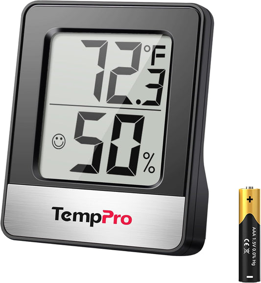 TempPro Digital Hygrometer - Indoor Thermometer with Humidity Monitor | Compact Mini Design