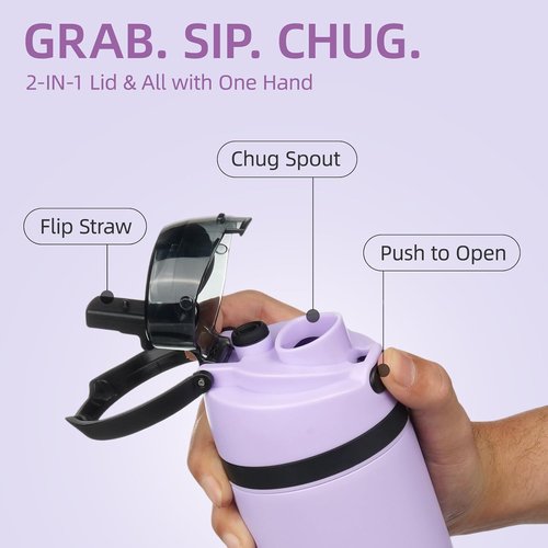 BJPKPK 25oz Insulated Water Bottle - Stainless Steel, BPA-Free, Leak-Proof, Lavender Color