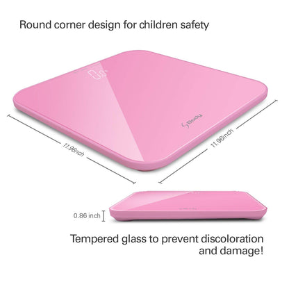 VisionTechShop S Body High Precision Ultra Wide Digital Body Weight Bathroom Scale up to 396lb/180kg, Super-Clear Large LED Display,Step-On Technology, Pink