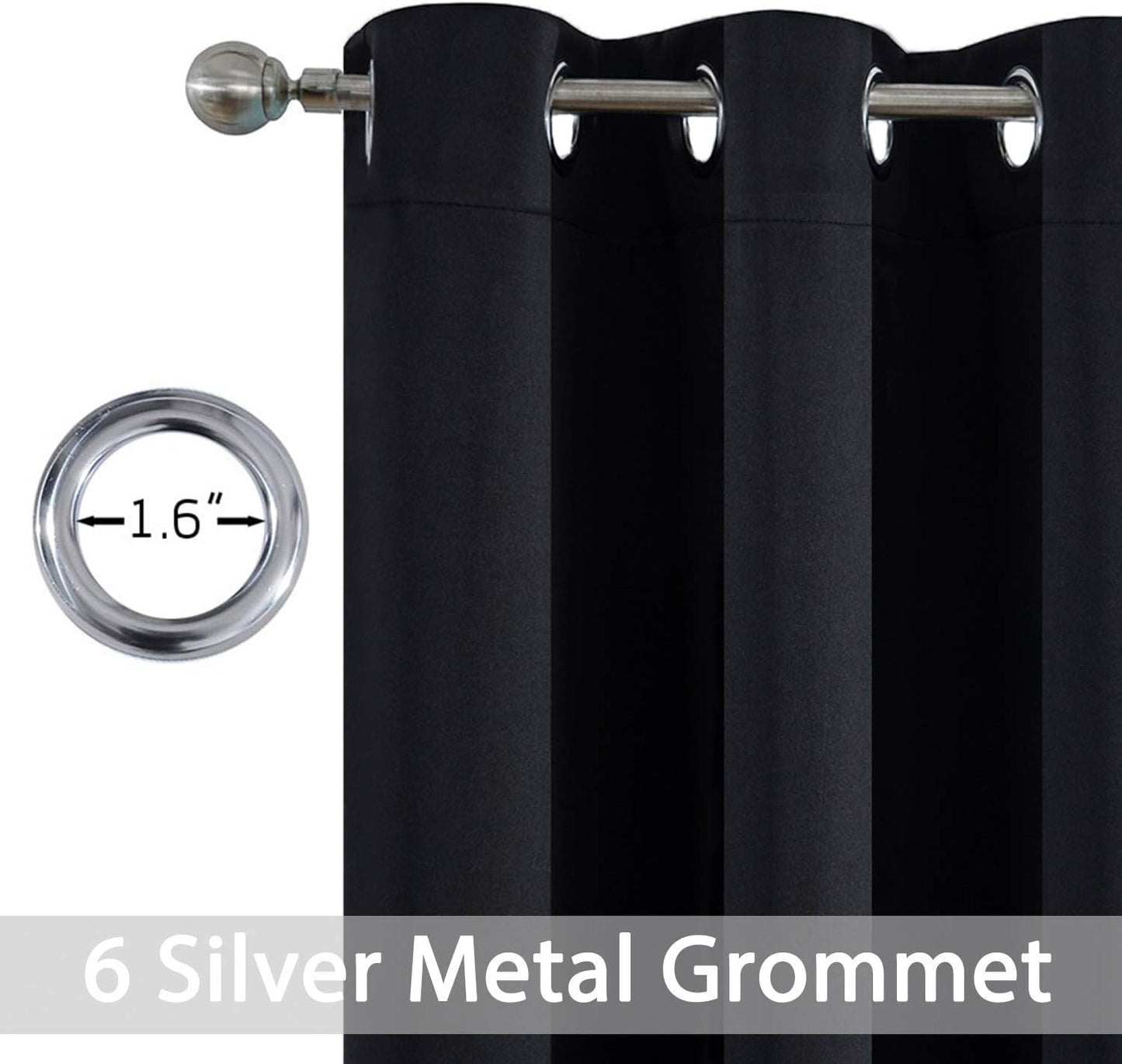 Yakamok Blackout Curtains - Thermal Insulated Grommet Drapes for Bedroom | 38W x 84L, One Pair