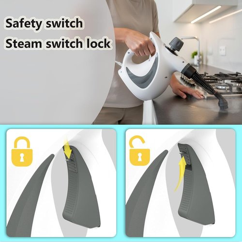 Handheld Pressurized Steam Cleaner with 12 pcs Accessories, Portable Steamer for Cleaning, Steam Cleaner for Home Use, Steamer for Cleaning Car, Furniture, Floor, Upholstery, Grout and Tile, Deep Gray