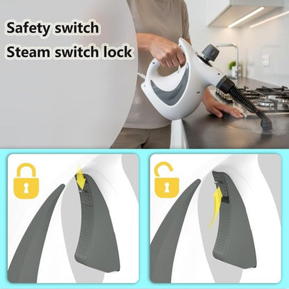 Handheld Pressurized Steam Cleaner with 12 pcs Accessories, Portable Steamer for Cleaning, Steam Cleaner for Home Use, Steamer for Cleaning Car, Furniture, Floor, Upholstery, Grout and Tile, Deep Gray