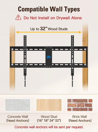 Mounting Dream Tilt TV Wall Mount - Universal Low Profile Design for 42-84 Inch TVs | Max VESA 800x400mm, 132 LBS Capacity