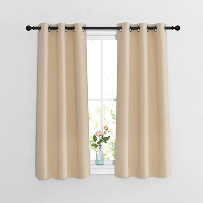 NICETOWN Bedroom Blackout Curtains and Drapes - Window Treatment Thermal Insulated Solid Grommet Blackout Drapes for Bathroom (Biscotti Beige, Set of 2, 37 by 54 Inch)
