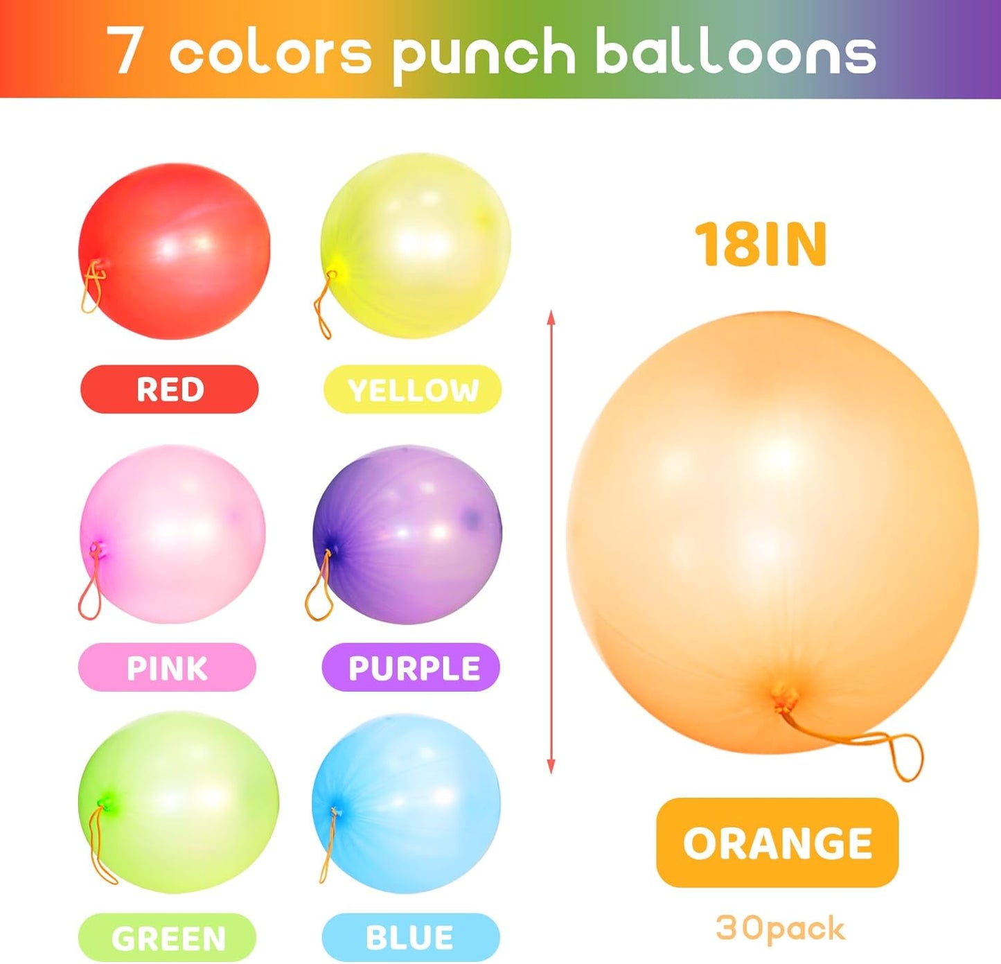 Voircoloria 30Pcs Heavy-Duty Punch Balloons - Fun Party Favors for Kids' Birthdays & Weddings