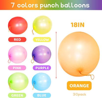 Voircoloria 30Pcs Heavy-Duty Punch Balloons - Fun Party Favors for Kids' Birthdays & Weddings