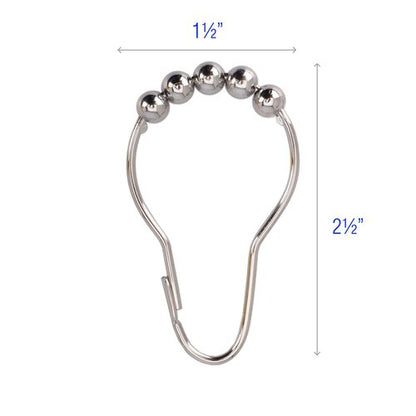 2lbDepot Shower Curtain Rings Hooks - Chrome Finish - Premium 18/8 Stainless Steel - Locking Rings with Easy Glide Rollers - Five Finishes Available - Set of 12 for Shower Rods
