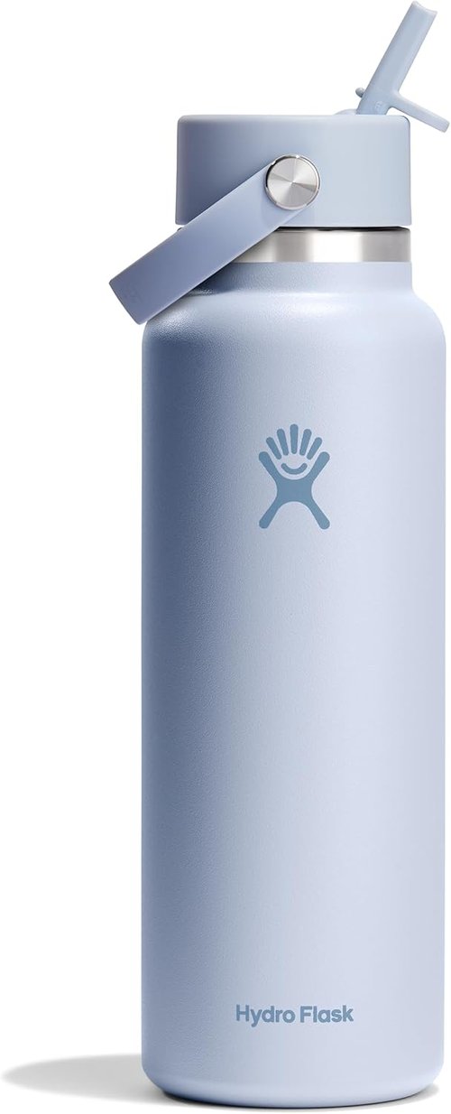 Hydro Flask Water Bottle - Insulated Stainless Steel with Flex Straw Lid | 40 Oz Surf Blue, Leakproof & Refillable