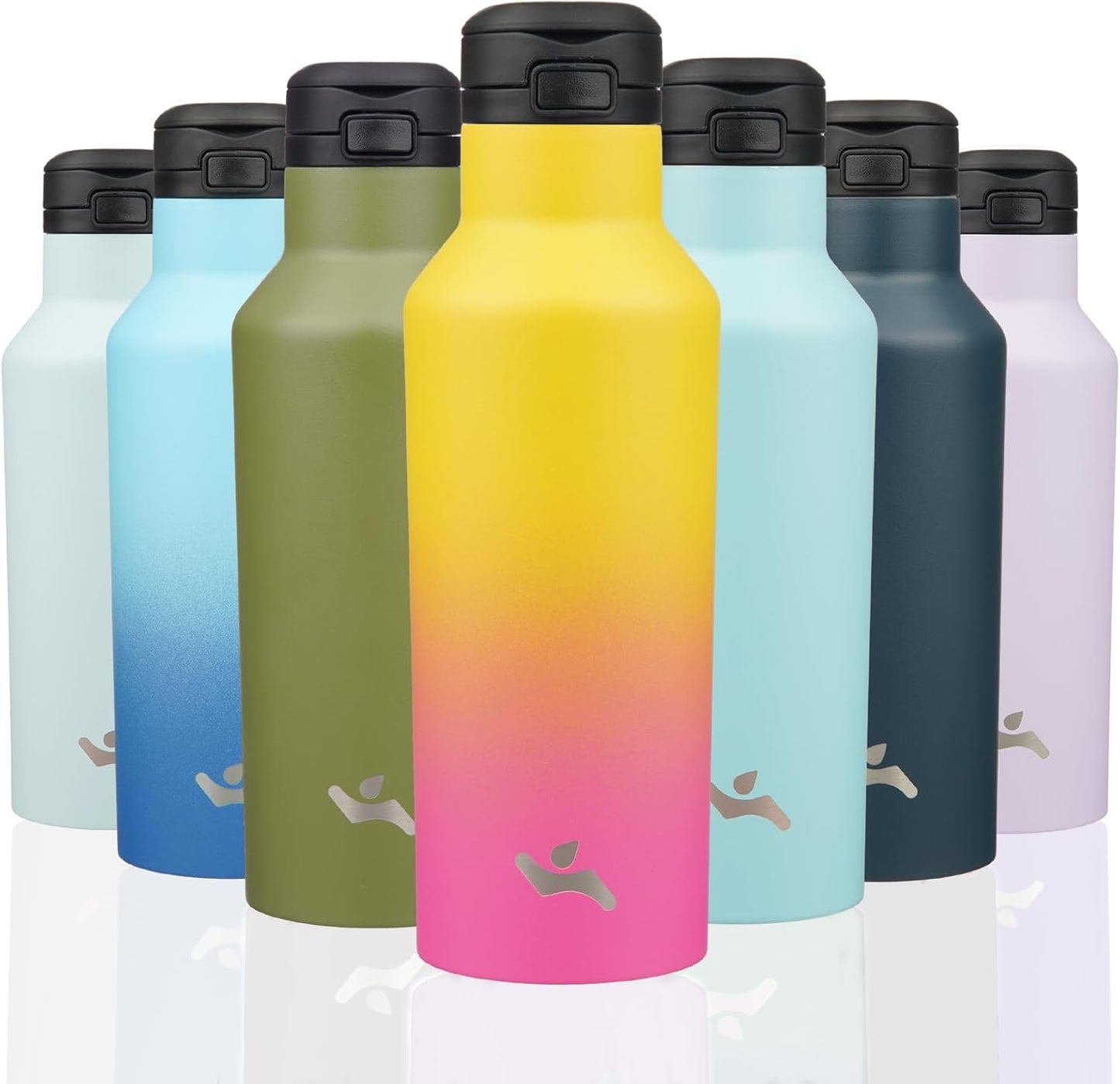 Skiennix Insulated Water Bottle - 17 OZ Double Wall Vacuum Stainless Steel Flask with Straw | Rainbow Finish