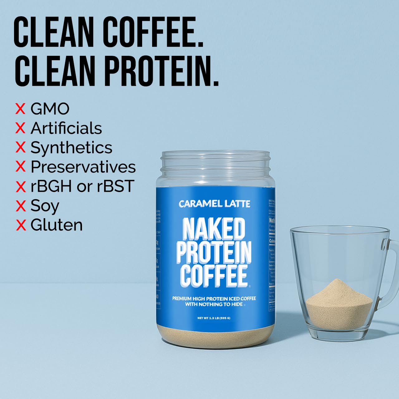 NAKED Caramel Latte Protein Coffee - Delicious Keto-Friendly Iced Protein Shake, 17 Servings