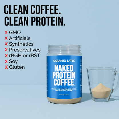 NAKED Caramel Latte Protein Coffee - Delicious Keto-Friendly Iced Protein Shake, 17 Servings