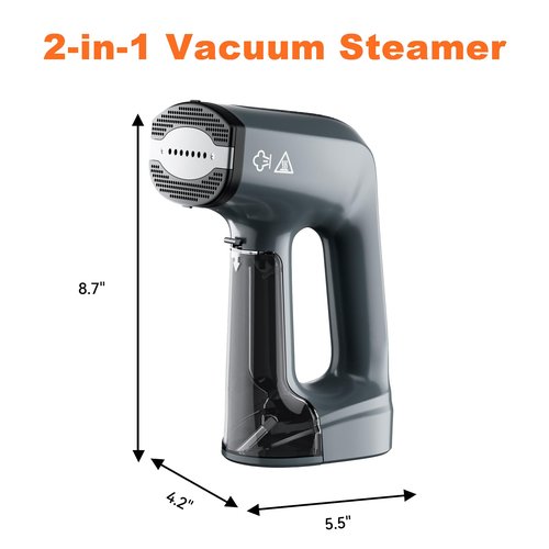 GHORA Vacuum Steamer for Clothes, 3500Pa Strong Suction Handheld Garment Steamer, Portable Travel Steamer & Iron Dual-Mode (110-120V)