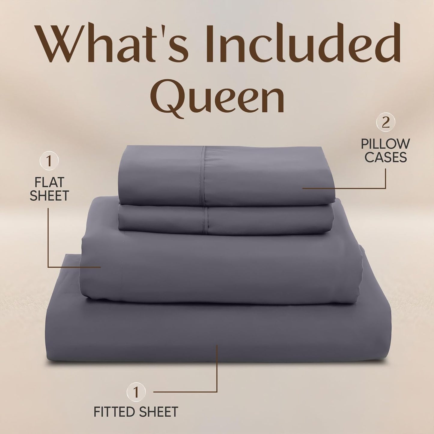 Utopia Bedding Queen Size Sheet Set - Soft, Breathable Microfiber | 4-Piece in Grey, Oeko-Tex Certified