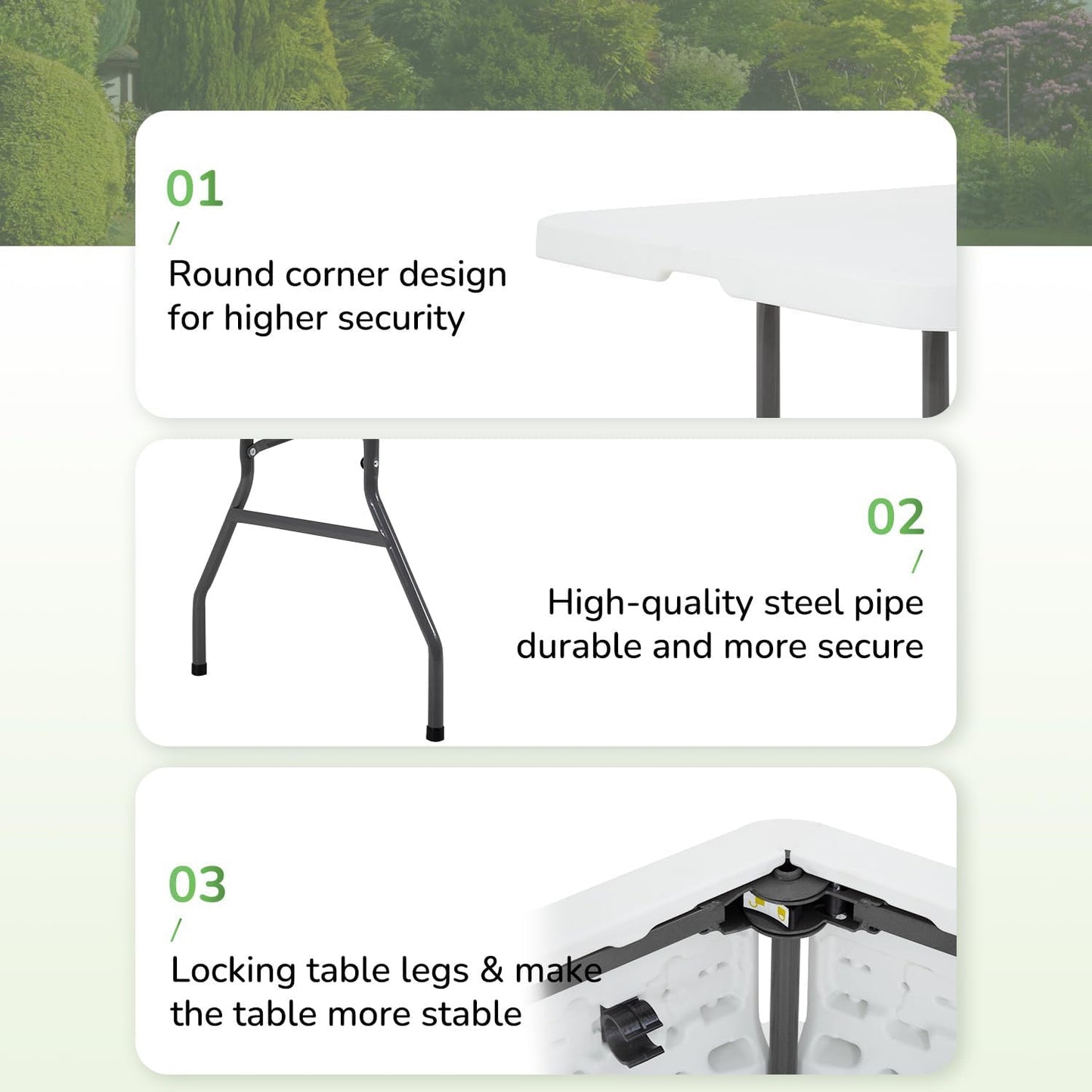 PayLessHere 6FT Folding Table - Portable Waterproof Plastic Table with Carry Handle | Steel Frame for Indoor & Outdoor Events