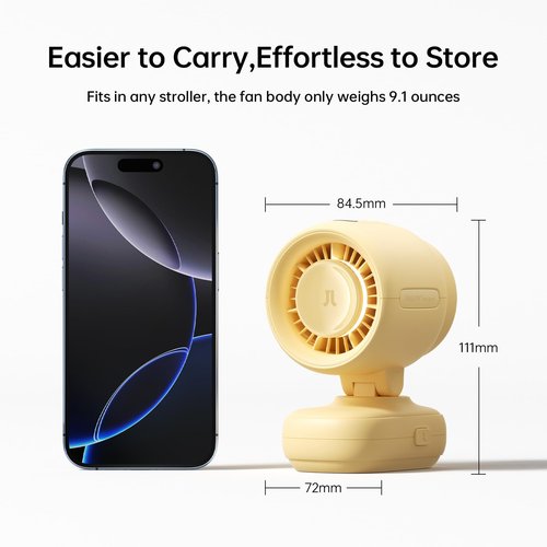 JISULIFE 2026 Clip Fan – Small & Stylish with 38H Cooling, Soft Night Light, One‑Click Detachable for Stroller or Desk, Safe Stroller Fan for Crib Car Seat Nursery Travel, Gifts for Baby Mom (Yellow)