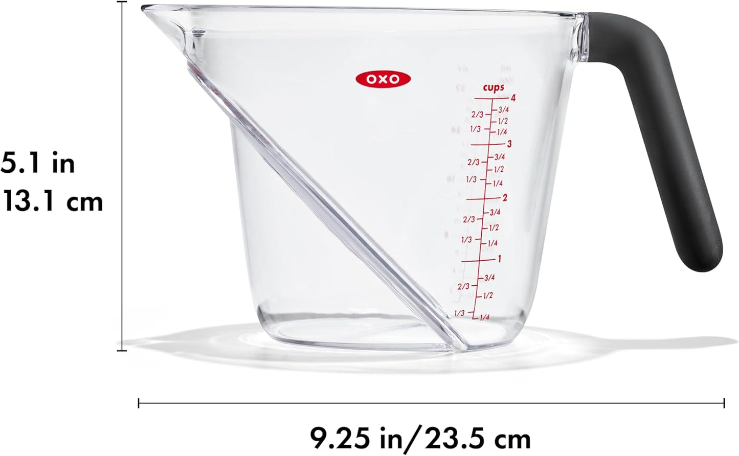 OXO Good Grips 4-Cup Measuring Cup - Angled Design for Easy Pouring and Accurate Measurements