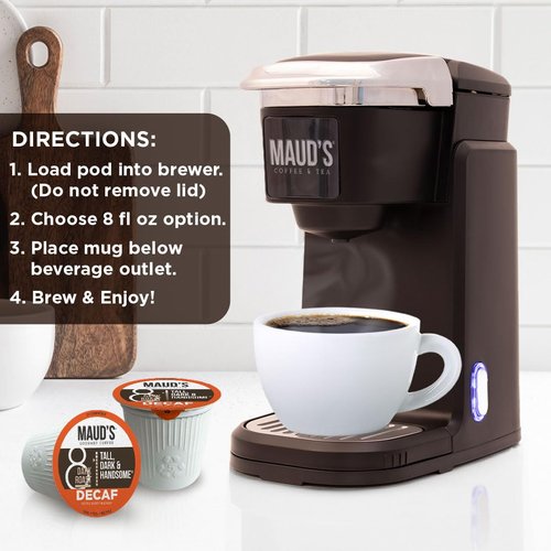 Maud's Decaf Dark Roast Coffee Pods - 100% Arabica Single Serve Pods | 100 Count Compatible with Keurig
