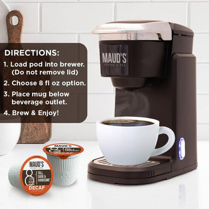 Maud's Decaf Dark Roast Coffee Pods - 100% Arabica Single Serve Pods | 100 Count Compatible with Keurig