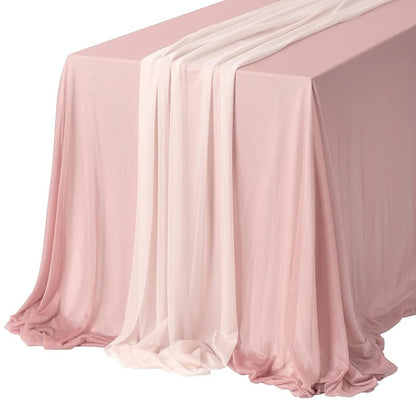 Ling's Moment Sheer Chiffon Table Cloth & Runner Set 9ft x 10ft Dusty Rose