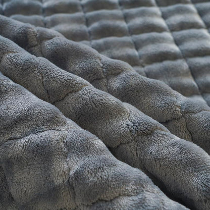 Light Gray Plush Mattress Pad with Pillowcase Set - Full Size Cloud-Like Topper