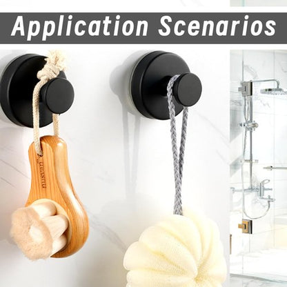 Benvo Suction Cup Hooks - No Drill Stainless Steel Hanging Hooks for Bathroom & Kitchen | 2 Pack, Black