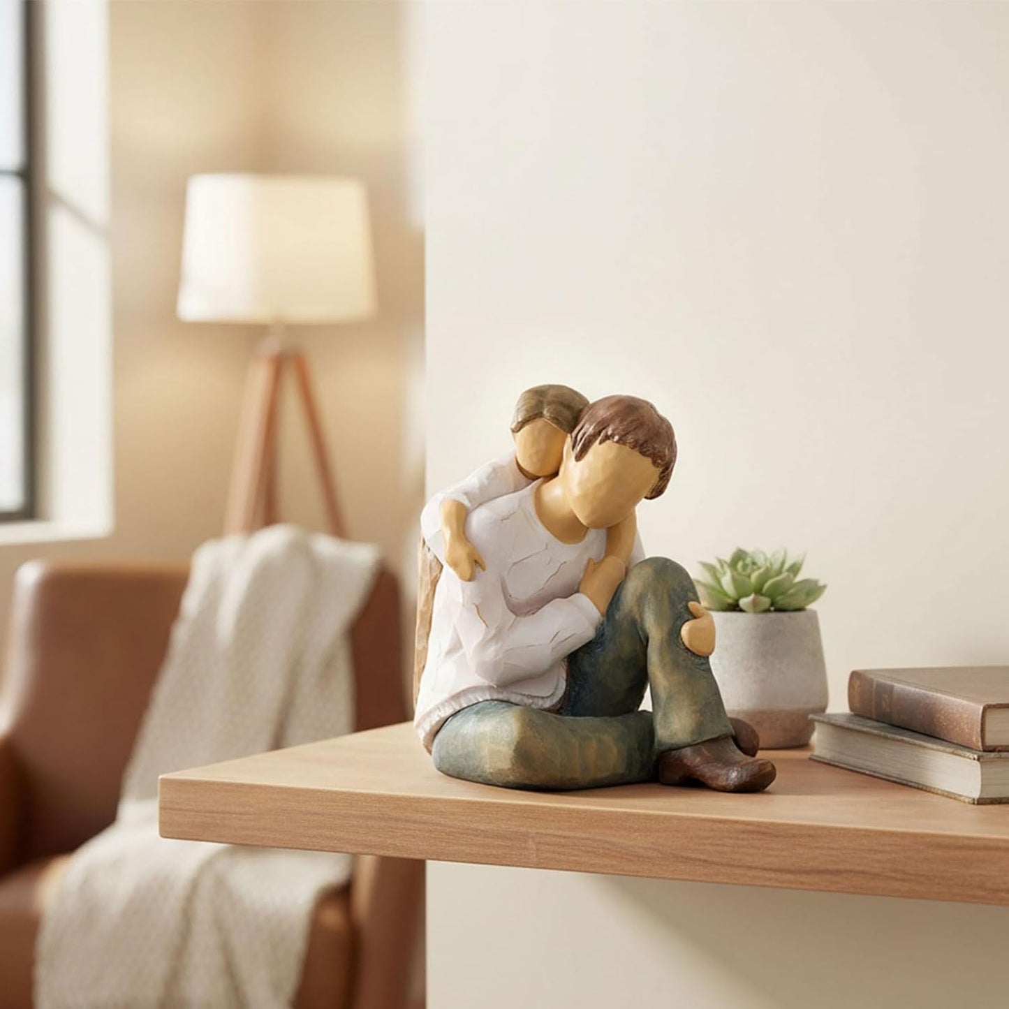 NAN ZAI NAN FANG Father Daughter Figurine - Personalized Resin Sculpture for Dad | 4.7" Hand-Painted Gift