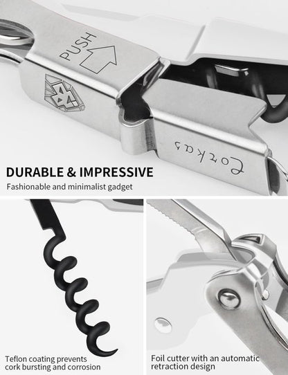 CORKAS Wine Key - Professional Handcrafted Heavy Duty Waiter Corkscrew, Compact Wine Opener with Double Hinged, Foil Cutter and Bottle Opener, Gifts for Servers, Sommelier, Bartenders - White
