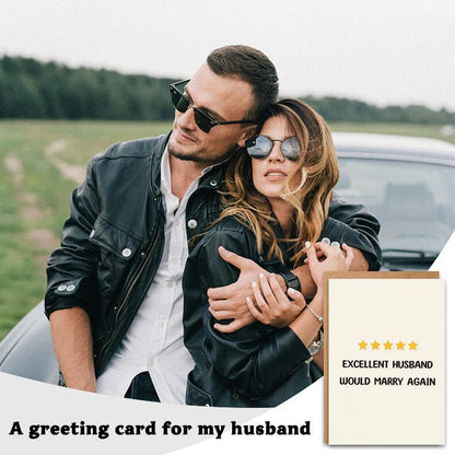 Thank You Card for Husband - 5 Star Would Marry Again Funny Anniversary Card from Wife - Humorous Gift for Him - Variation of 5 Star Husband