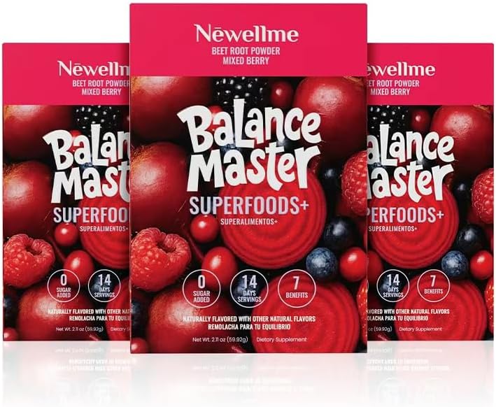 Newellme Balance Master Organic Raw Beet Root Powder - Superfood for Heart Health & Energy | 42 Sugar-Free Stick Packs