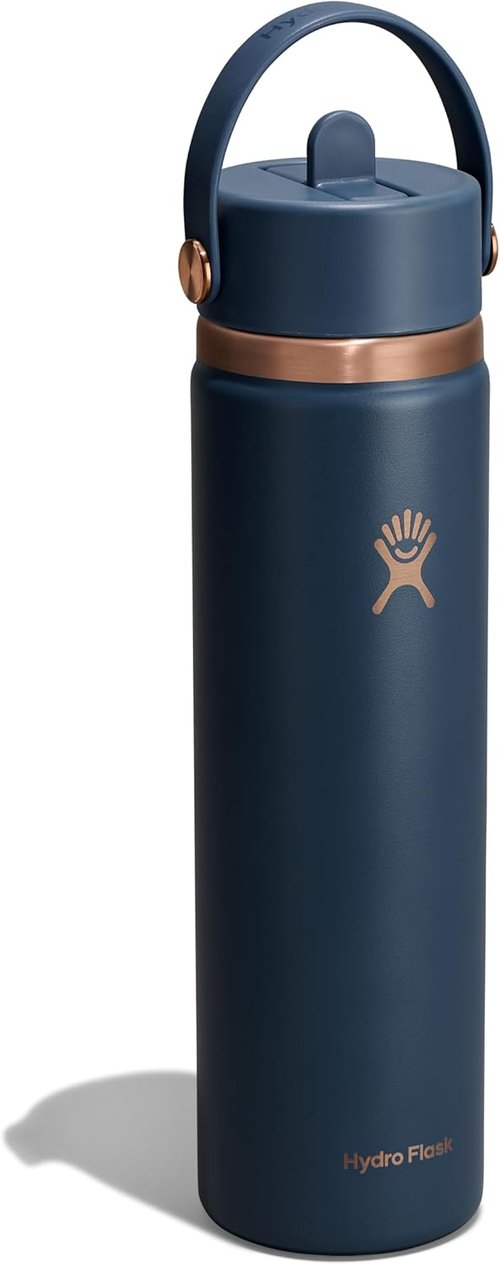 Hydro Flask Water Bottle - Insulated Stainless Steel - Leakproof Wide Straw Lid | 24 Oz Harbor Blue Arc