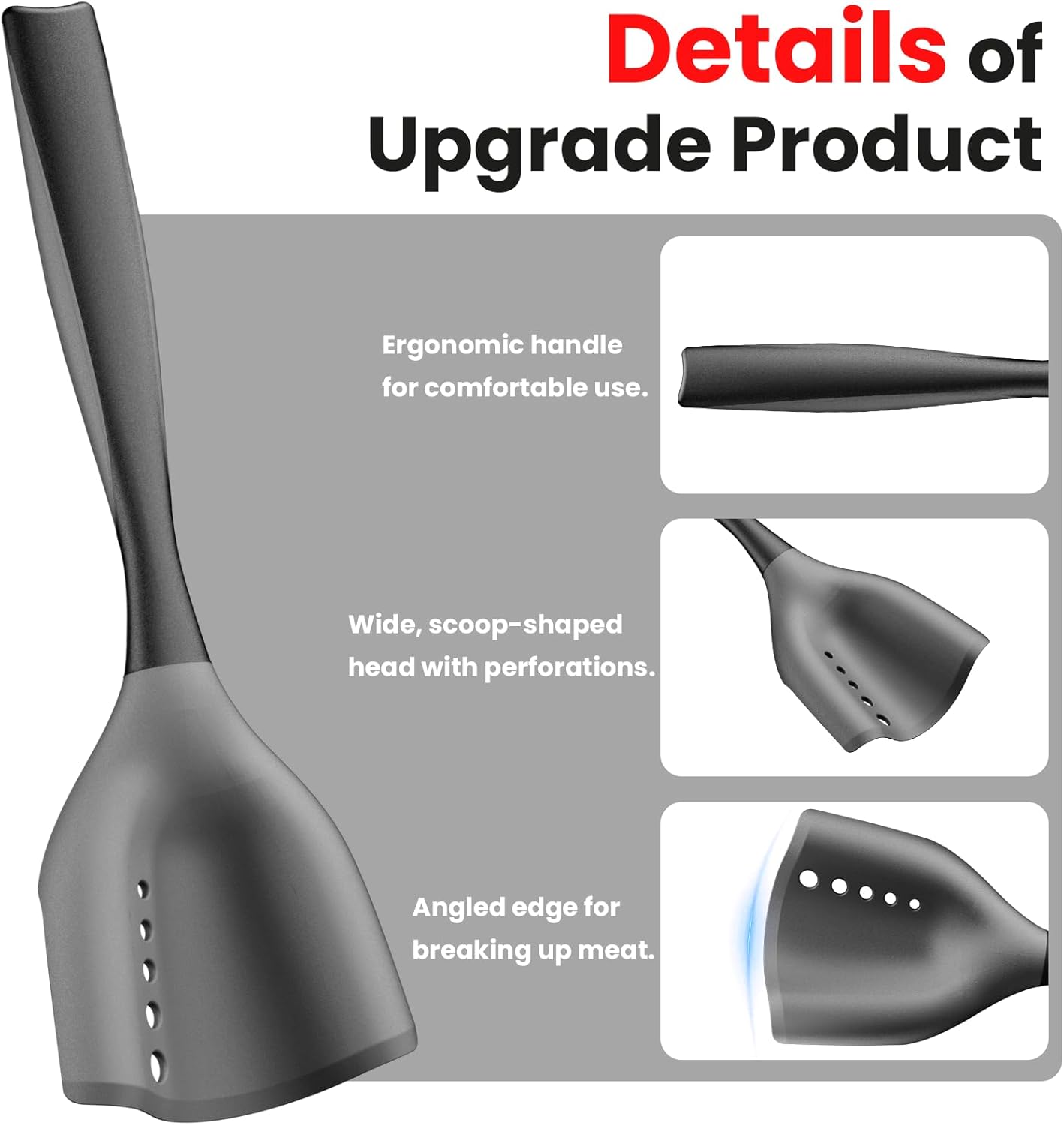 Meat Chopper Spatula by [Brand Name] - Heat Resistant Hamburger Masher Tool | Non-Stick Ground Beef Grinder in Black
