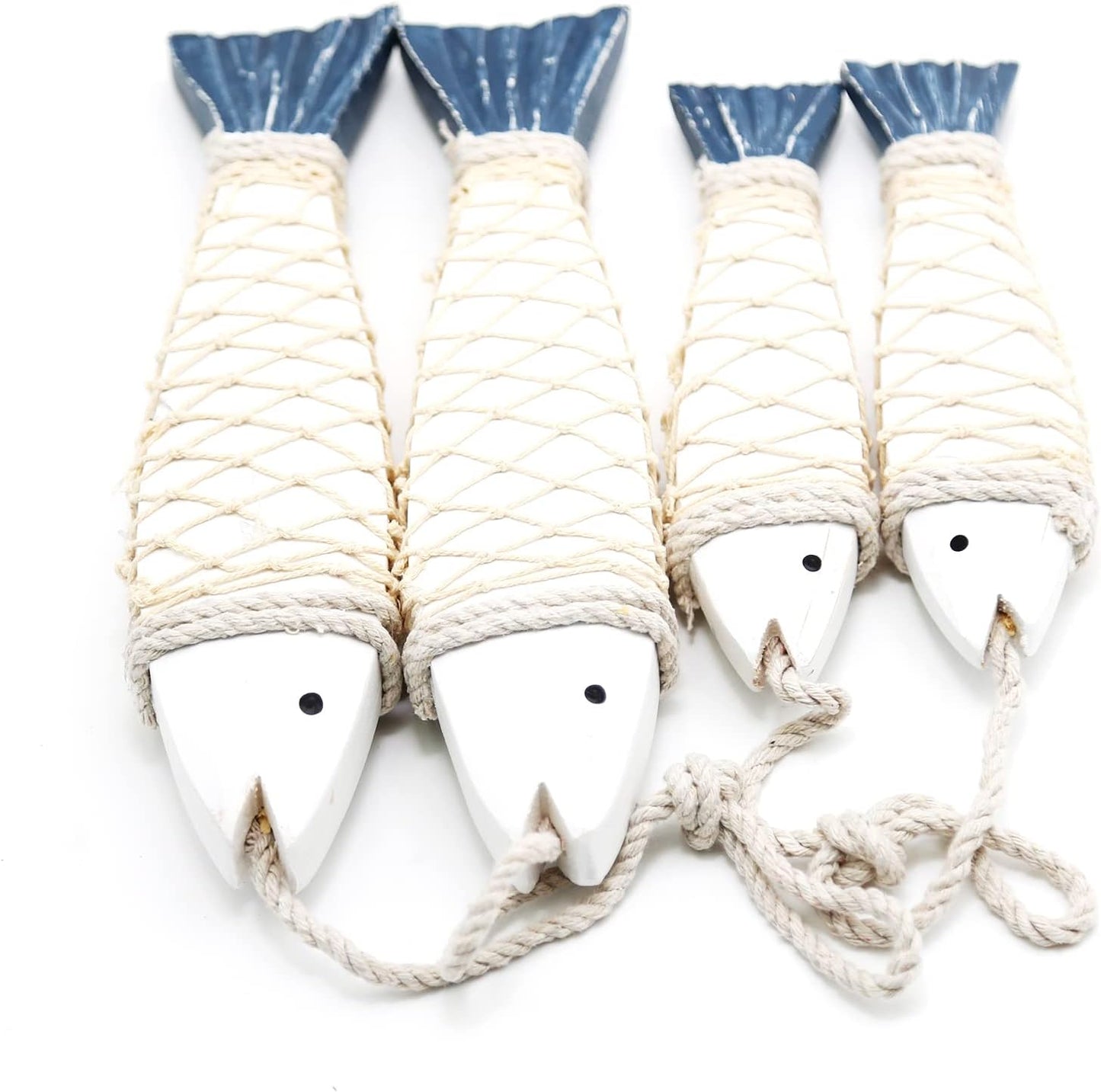 Saihisday Antique Wood Fish Wall Hanging Decor - Hand-Carved Nautical Ornaments | 12.59" H & 7.8" H