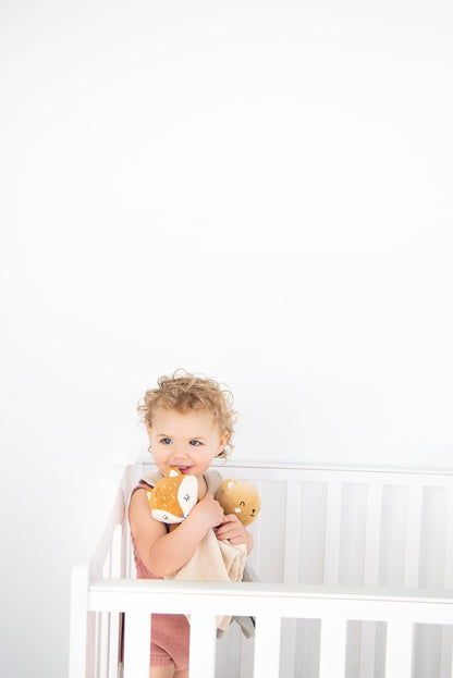 Pearhead Fox Baby Lovey - Organic Cotton Muslin Security Blanket | Soft, Breathable Snuggle Toy for Newborns 0+ Months