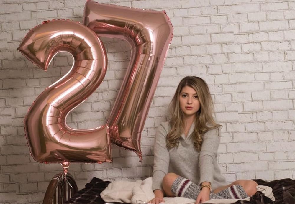 Rose Gold Number Balloon - 40 Inch 24th Birthday Decorations for Women & Men | Perfect for Weddings & Anniversaries
