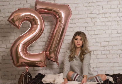 Rose Gold Number Balloon - 40 Inch 24th Birthday Decorations for Women & Men | Perfect for Weddings & Anniversaries