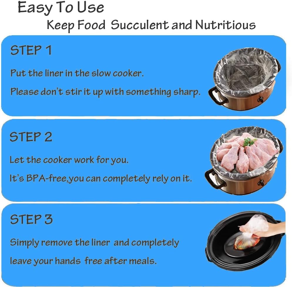 Skiennix Slow Cooker Liners - Disposable Cooking Bags for 1QT to 3QT Pots - 16 Count