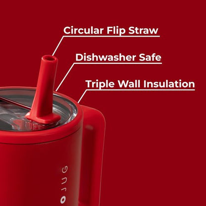 HydroJug Kids - 20 Oz Insulated Water Bottle with Flip Straw & Handle | Leak-Proof & Durable | Alumni Red