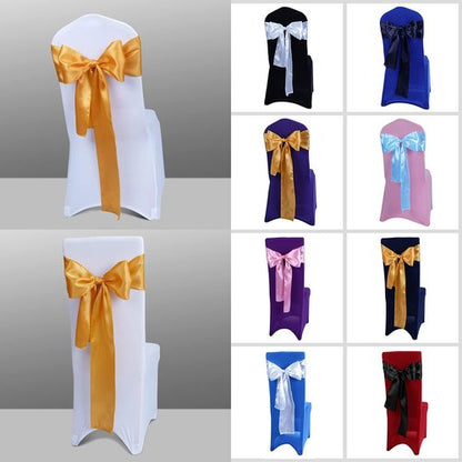 Babenest Satin Chair Sashes - Upgraded 10 Pcs Chair Ribbons & Bows for Weddings & Events | Gold