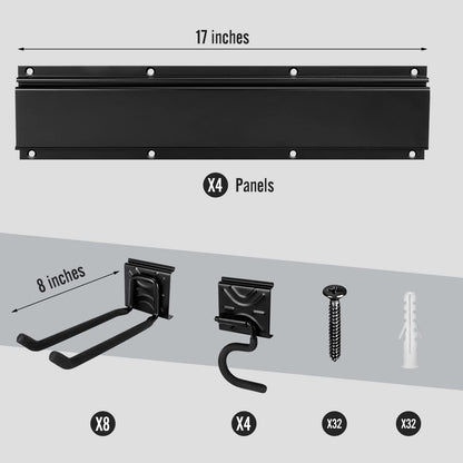 SMARTOLOGY Heavy-Duty Steel Garage Tool Storage Rack - 150 lbs Capacity | Weather-Resistant Wall Mount Organizer for Shovels & Ladders
