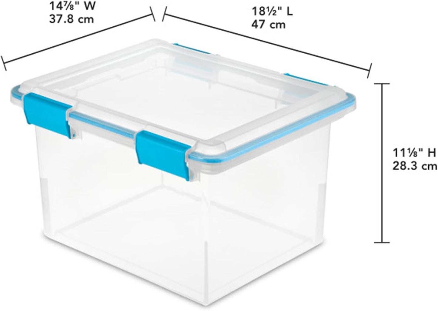 Sterilite 4-Pack Gasket Box | Weather-Resistant Storage Bins with Latching Lids - 32 Quart Heavy-Duty Organizers