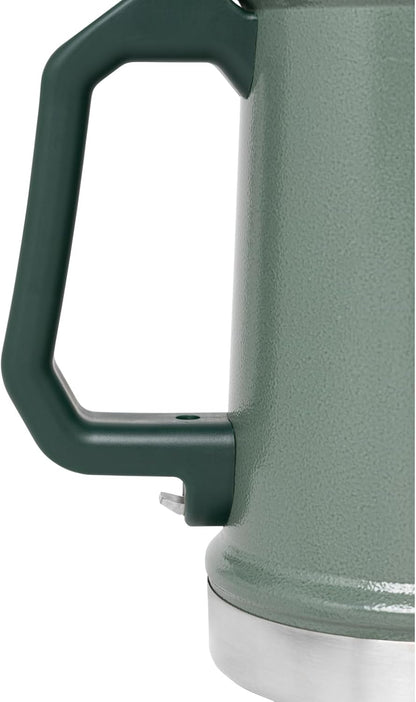 STANLEY Classic Beer Stein - 24 oz Insulated Stainless Steel Mug with Flip Up Lid & Built-In Opener | BPA-Free | Hammertone Green