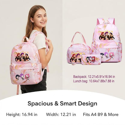 3 in 1 Cartoon Pattern Large-Capacity Backpack Set for Kids