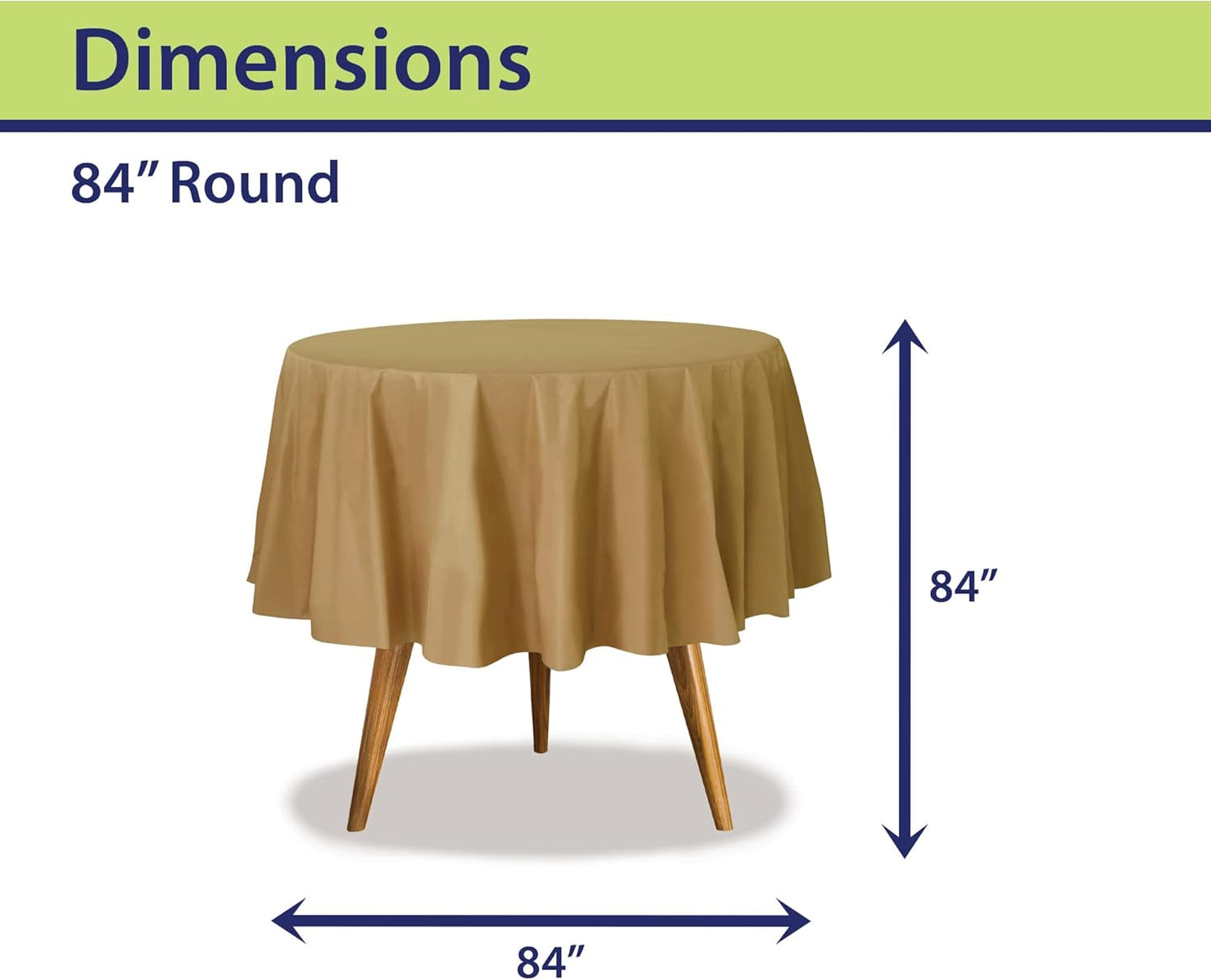 Party Dimensions Gold Disposable Plastic Tablecloths - 84-Inch Round Table Covers for Events & Weddings (12 Pack)