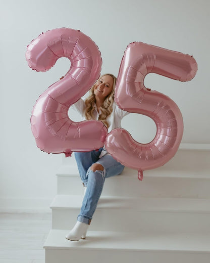Pearlescent Pink Number 10 Balloons - 40 Inch 10th Birthday Decorations for Girls