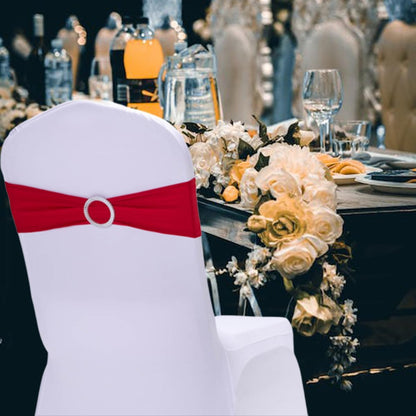 Red Chair Sashes by [Brand Name] - 10 Pack Stretch Spandex Elastic Chair Bows for Weddings & Events