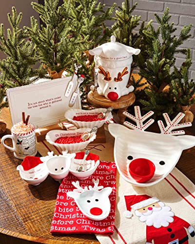 Christmas Treat Tray - White Ceramic Serving Platter for Cookies & Holiday Snacks