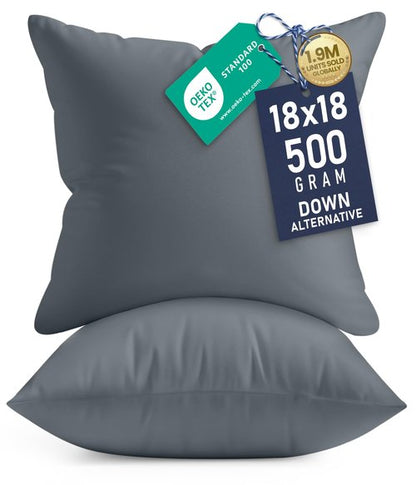 Utopia Bedding 18x18 Pillow Inserts, Set of 2, Grey – Indoor Decorative Throw Pillows for Bed, Sofa & Couch – Soft, Supportive & Fluffy Cushion Inserts