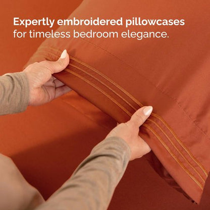 Full XL Bed Sheet - 4 Piece Full XL Bed Sheets Set - Soft, Breathable & Cooling - Hotel Luxury Bedding for Women, Men, Kids, Teens, Boys & Girls - Deep Pockets, Comfy, Fade & Wrinkle Free - Terracotta